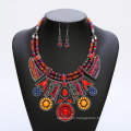 Retro Bohemian Necklace Pendant Earrings Two-Piece Jewelry Set